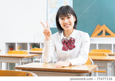 Smiley female student uniform 75477138