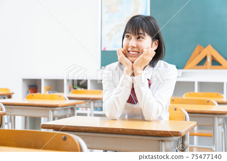 Smiley female student uniform 75477140
