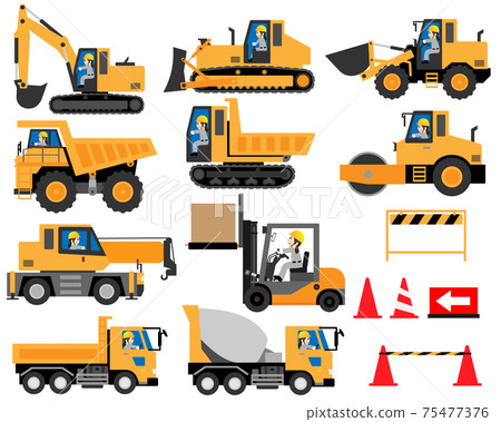 駕駛重型機械（建築機械/作業車輛）的女工（操作員） 75477376