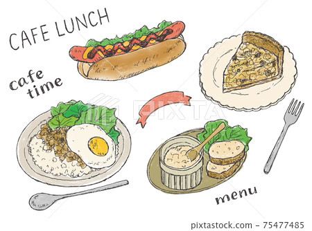 Hand-drawn illustration of cafe rice (color) 75477485