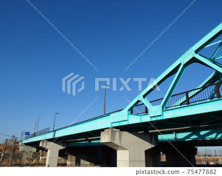 Blue sky and Umeda River Bridge on Route 4 Blue sky and Umeda River Bridge on Route 4 75477882