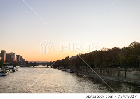 Seine river in the evening view 75479327