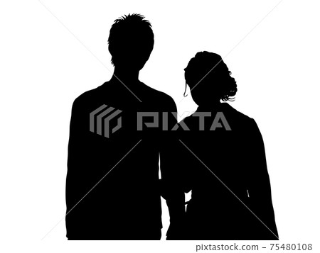 一對夫婦,他們的雙臂交叉的輪廓 一對夫婦,他們的雙臂交叉的輪廓 75480108