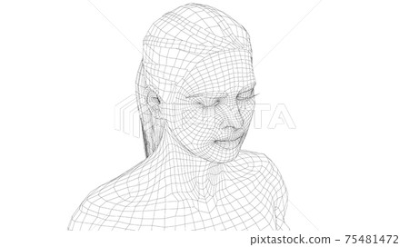 Wireframe portrait of a young beautiful girl 75481472