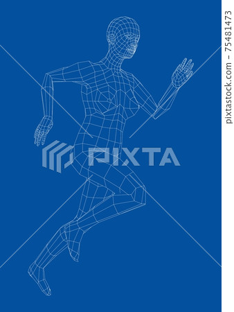 Wireframe running woman. Vector Wireframe running woman. Vector 75481473