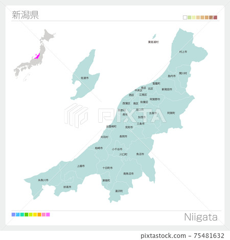 Map of Niigata Prefecture, Niigata, municipalities (municipalities, divisions) 75481632