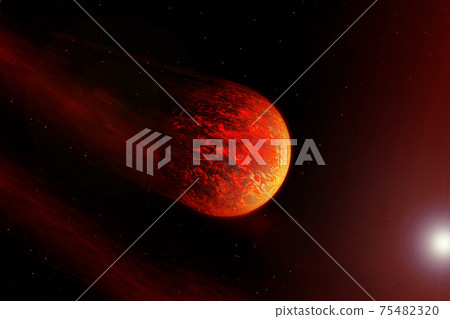 Red planet on a black background. Elements of this image were furnished by NASA. 75482320