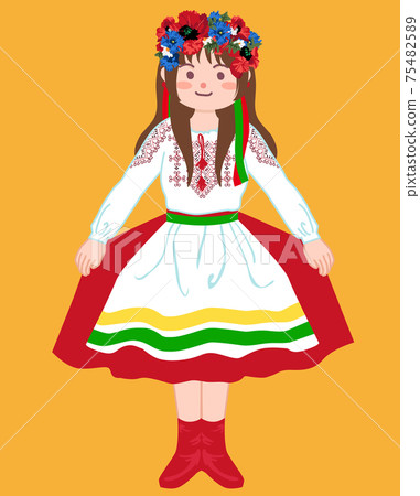 女人穿著烏克蘭民族服裝 女人穿著烏克蘭民族服裝 75482589
