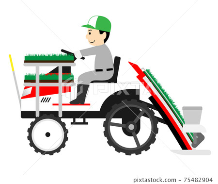 男子駕駛水稻播種機 男子駕駛水稻播種機 75482904