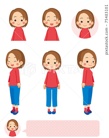 逗人喜愛的少婦例證集合變異白色背景 逗人喜愛的少婦例證集合變異白色背景 75483101