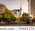 Auckland skyline with sunset in New Zealand. 75483178