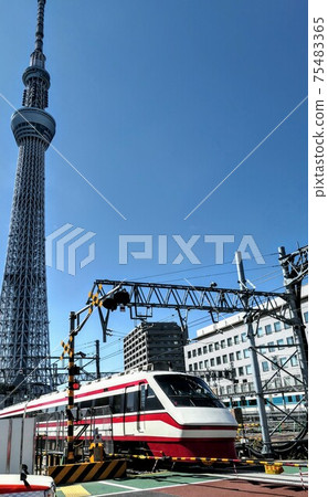 Sky Tree and Tobu Limited Express Ryomo 75483365