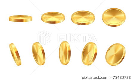 Golden coin. Realistic gold cash. 3D blank... - Stock Illustration ...