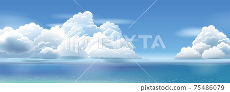 Illustration of summer sea and clouds Illustration of summer sea and clouds 75486079