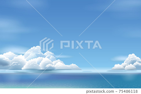 夏天的海和雲的插圖 75486118