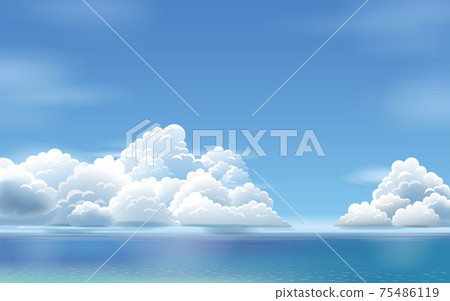 夏天的海和雲的插圖 75486119