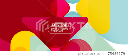 Flat geometric round shapes and dynamic lines, abstract background. Vector illustration for placards, brochures, posters and banners Flat geometric round shapes and dynamic lines, abstract background. Vector illustration for placards, brochures, posters and banners 75486279