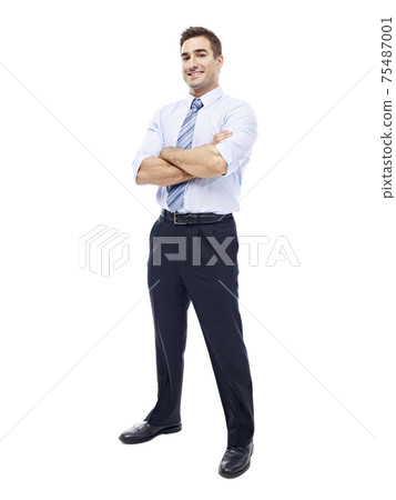 studio portrait of a caucasian corporate executive, full length, isolated on white background 75487001