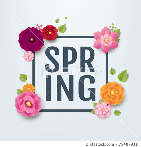 Spring Poster With Flowers Background Spring Poster With Flowers Background 75487931