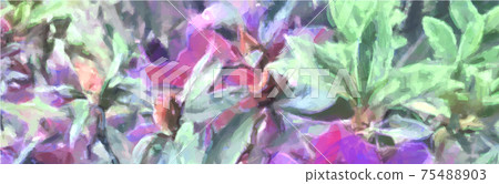 Retro Painting Nature Background with Leaves and Flowers 75488903