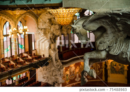 Pegasus sculpture at the Palau de la Musica Catalana in Barcelona, Spain 75488983