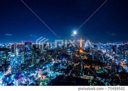 Tokyo Tower Metropolitan Highway Roppongi Hills Afternoon Overlooking Overlooking the city center Night view Tokyo Tower Mansion Skyscraper 75489582