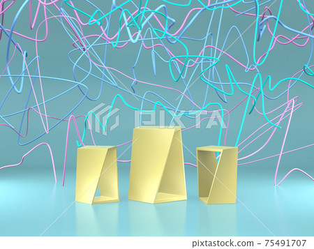 Podium for product show with colorful abstract line background. 75491707