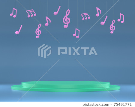 Podiums for product show with colorful of music notes.  75491771