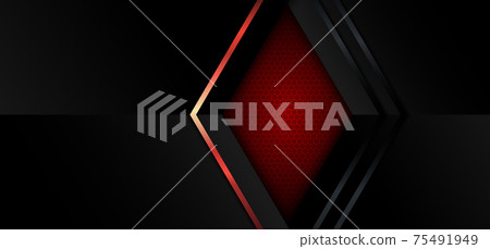 Abstract banner template design black and red arrow triangle overlapping background with red line stripe technology concept Abstract banner template design black and red arrow triangle overlapping background with red line stripe technology concept 75491949