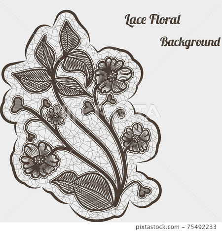 Background with black lace flower. For design greeting cards and invitations. 75492233