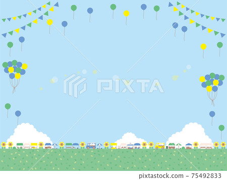 Simple summer flea market background illustration distant view version below 75492833