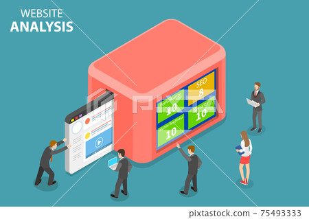Flat isometric vector concept of website data analysis, web analytics. 75493333