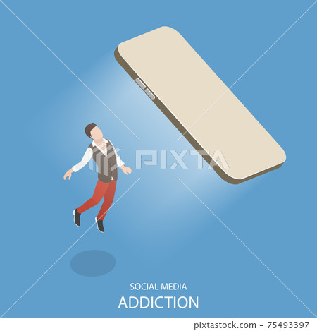 Isometric flat vector concept of social media addiction. 75493397