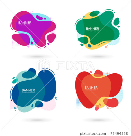 Modern free form abstract vector banners. Flat design of different colors with text space. Modern free form abstract vector banners. Flat design of different colors with text space. 75494338