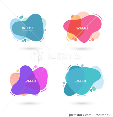 Modern free form abstract vector banners. Flat design of different colors with text space. Modern free form abstract vector banners. Flat design of different colors with text space. 75494339