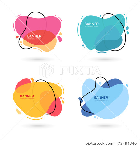 Modern free form abstract vector banners. Flat design of different colors with text space. Modern free form abstract vector banners. Flat design of different colors with text space. 75494340