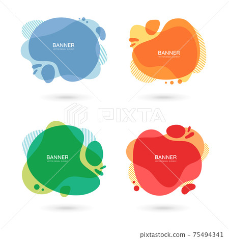Modern free form abstract vector banners. Flat design of different colors with text space. Modern free form abstract vector banners. Flat design of different colors with text space. 75494341