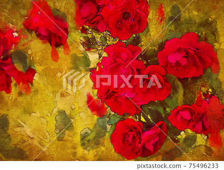 Red roses digital painting effect 75496233