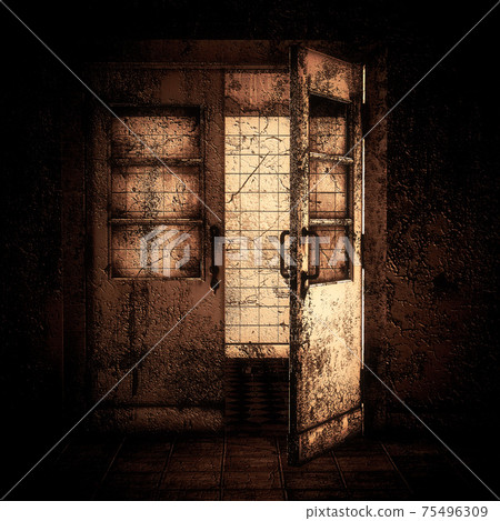 3d door in old building 3d door in old building 75496309