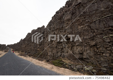 Armanna Gau of the Golden Circle in Thingvellir Park in Winter in Northern Europe Iceland 75496482