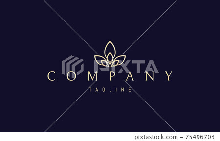 Vector golden logo on which an abstract image of a pattern of three petals. Vector golden logo on which an abstract image of a pattern of three petals. 75496703