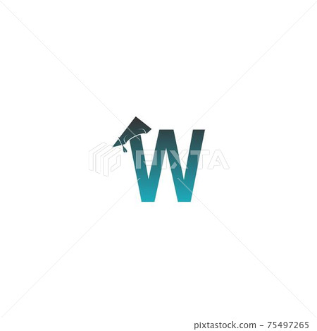 Letter W logo icon with graduation hat design... - Stock Illustration ...