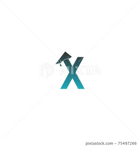 Letter X logo icon with graduation hat design vector 75497266