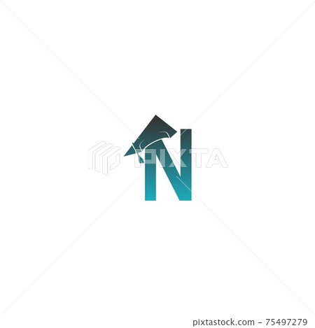Letter N logo icon with graduation hat design vector 75497279