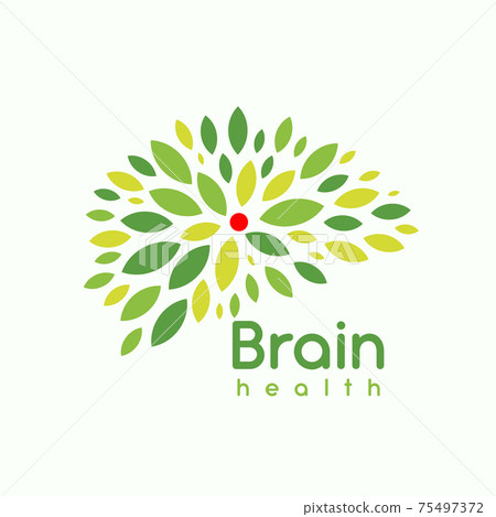 Green leaves brain, logo concept. Psychotherapist logotype. Creative head, genius brain with fresh, smart thoughts and idea. Herbal brain bio additive. Imagination abstract icon, vector illustration Green leaves brain, logo concept. Psychotherapist logotype. Creative head, genius brain with fresh, smart thoughts and idea. Herbal brain bio additive. Imagination abstract icon, vector illustration 75497372