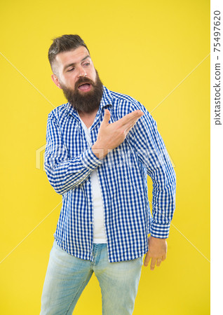 Angel on my shoulder. Beard fashion and barber concept. 75497620