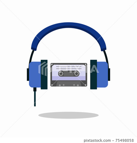 Compact Cassette and headphones. Hipster style and fashion concept, Can be used for printing on T-shirts, flyers and stuff. Vector illustration. EPS Compact Cassette and headphones. Hipster style and fashion concept, Can be used for printing on T-shirts, flyers and stuff. Vector illustration. EPS 75498058