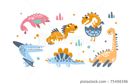 Cute Funny Baby Dinosaurs Set, Adorable Prehistoric Animals Cartoon Vector Illustration Cute Funny Baby Dinosaurs Set, Adorable Prehistoric Animals Cartoon Vector Illustration 75498396