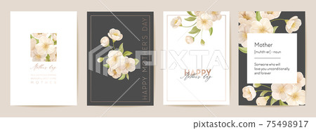 Mother day floral postcard. Mom and child modern card. Spring bouquet vector illustration Mother day floral postcard. Mom and child modern card. Spring bouquet vector illustration 75498917