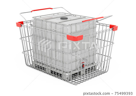 Shopping basket with intermediate bulk container, 3D rendering Shopping basket with intermediate bulk container, 3D rendering 75499393